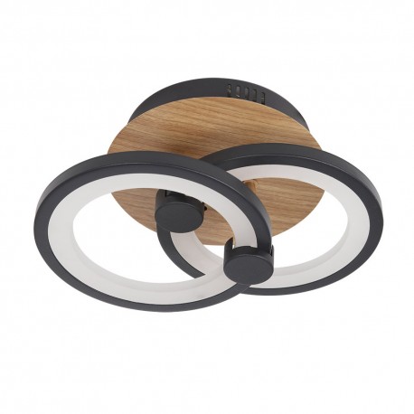 PLAFON SYDNEY 32W NEGRO MADERA CON MANDO A DISTANCIA